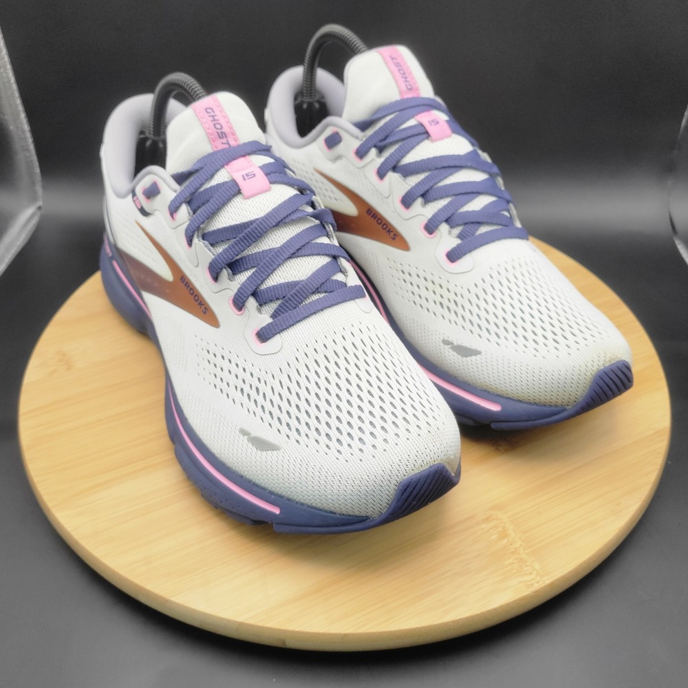 Brooks Ghost 15 Womens Running Shoes Grey Purple Pink 1203801B492 Size 10
